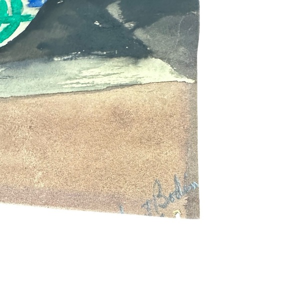 Vtg Signed Boden Water Color on Paper Still Life Books Fruit Vase Jug 11x9.5” EC - Picture 3 of 10